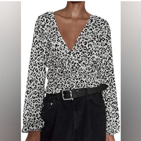 Zara Tops Nwot Zara Animal Print Top Poshmark